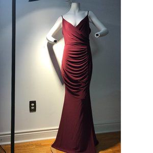 M L Le Chateau Wine Burgundy Maxi Gala Dress Gown Mermaid Summer Wedding NWT